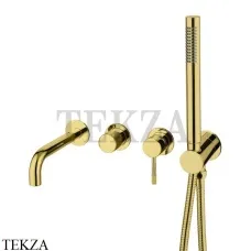 Boheme Uno Смеситель для ванны SET встроенный, с изливом и гарнитуром Uno 464-3-G Gold Золото глянец