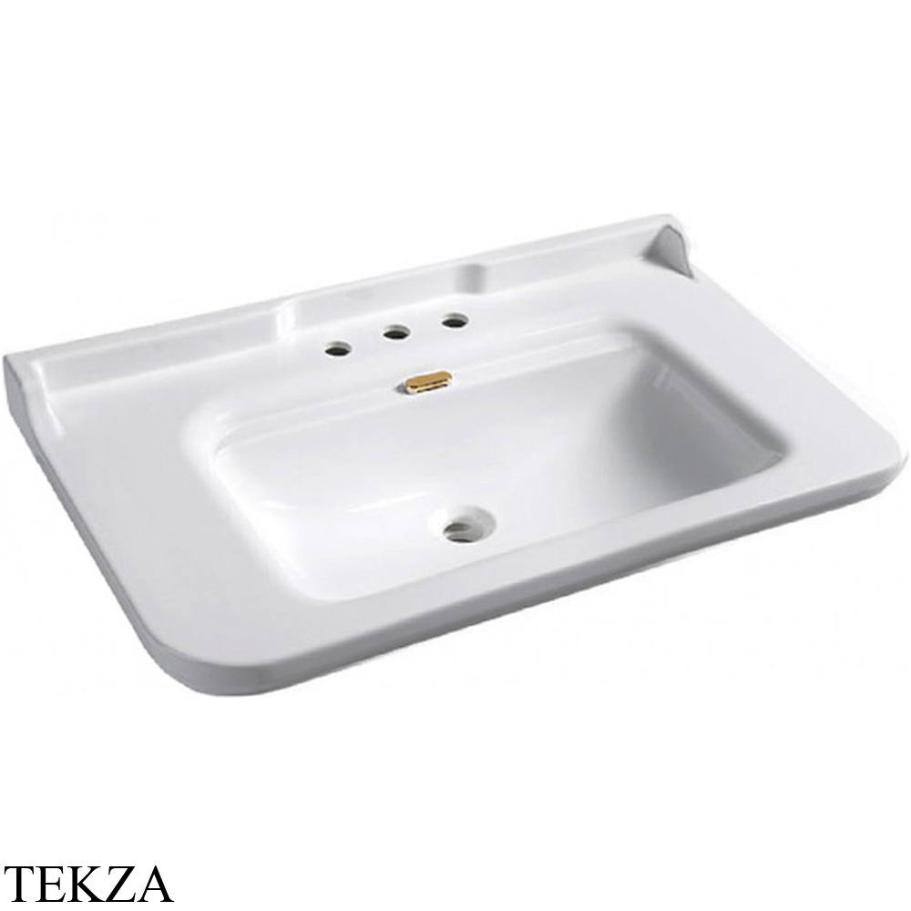Kerasan Waldorf Раковина 100х55 см, 3 отв., керамическая, цвет: белый/золото, 4142K1bi/cr*3
