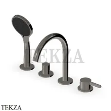 Zucchetti Isy22 Смеситель на борт ванны с гарнитуром 3 режима ZIS512.C50, metal black