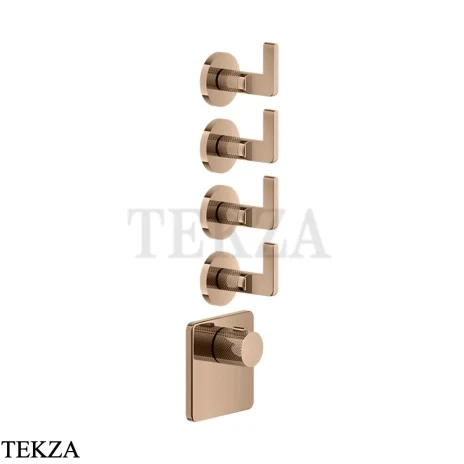 Gessi INCISO WELLNESS Термостат 4 выхода, внешняя часть 58218-030, Copper PVD