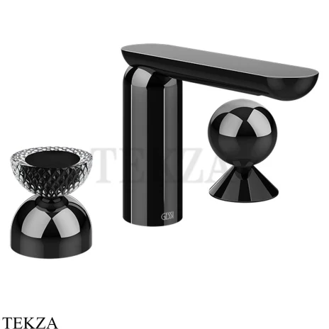 Gessi Perle Смеситель для раковины на 3 отв., без гарнитура 74708-706, black хром глянец