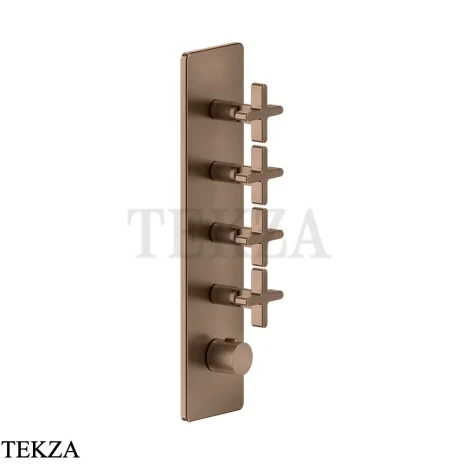 Gessi INCISO WELLNESS Термостат 4 выхода, внешняя часть 58228-708, Copper Brushed PVD
