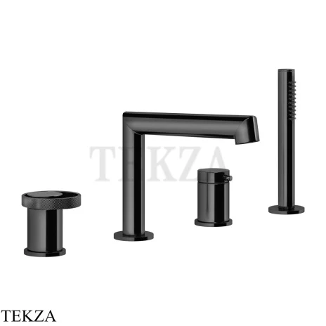 Gessi ANELLO Смеситель на борт ванны с изливом и душевым гарнитуром 63337-706, Black Metal PVD