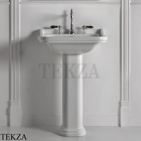 Kerasan Waldorf Раковина на 3 отв., с пьедесталом, 4140K1bi/cr*3, белый глянец-хром