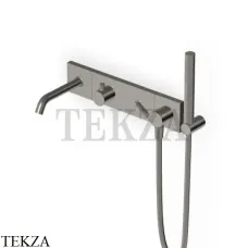 Zucchetti Pan Смеситель для ванны с гарнитуром, 3 потока, внешняя часть ZP8044.C51, brushed metal black