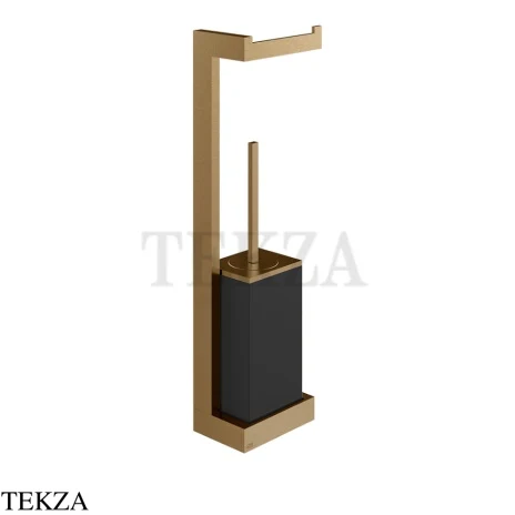 Gessi Rettangolo Стойка настенная с бумагодержателем и ершиком, черный 20868-791, Deep Bronze Brushed PVD