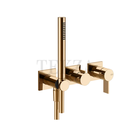 Gessi Inverso Diamantato Смеситель для душа, 2 потока, с гарнитуром, внешняя часть 73636-735, Warm Bronze PVD
