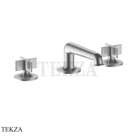 Fantini Flora Смеситель для раковины, с донным клапаном 7692J604, Brushed Steel Look PVD