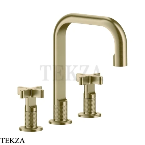 Gessi INCISO+ Смеситель для раковины, 3 отверстия, средний, без гарнитура 58114-727, Brushed Brass PVD