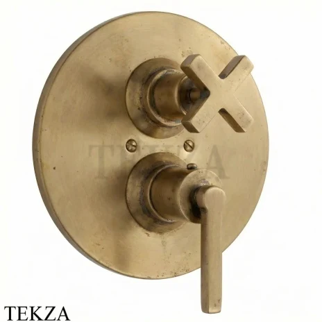Nicolazzi Monte Croce Термостат для душа, 1-2 потока, внешняя часть, 4909EXTOG27, Raw Brass