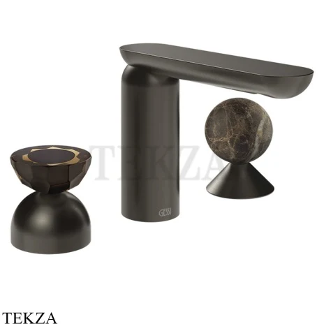 Gessi Perle Смеситель для раковины на 3 отв., без гарнитура 74818-707, black хром Brush