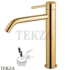 FIMA Carlo Frattini Spillo UP Смеситель для раковины, высокий, с донным клапаном F3031LXSOS, Brushed gold