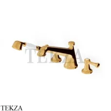 Zucchetti Agora Classic Смеситель на борт ванны с гарнитуром ZAL486.C40, золото глянец