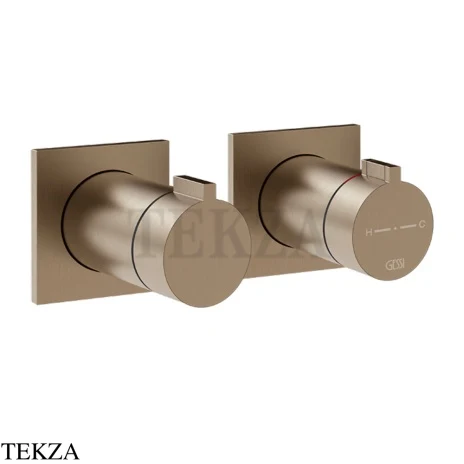 Gessi Inverso RIGATO Термостат для душа, 1 поток, внешняя часть 73032-761, Coffee Bronze Brushed PVD