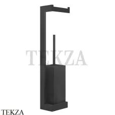 Gessi Rettangolo Стойка настенная с бумагодержателем и ершиком, черный 20868-299, Black XL