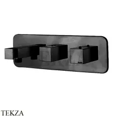 Bossini AKI Термостат для душа 2 потока с держателем, комплект Z005354.073, черный матовый