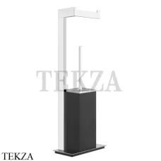 Gessi Rettangolo Стойка напольная с бумагодержателем и ершиком, черный 20934-031, хром глянец