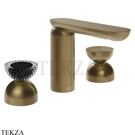 Gessi Perle Смеситель для раковины на 3 отв., без гарнитура 74796-791, бронза Deep