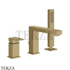 Gessi Rettangolo Смеситель на борт ванны с переключением на душ 20037-726, Warm Bronze Br.