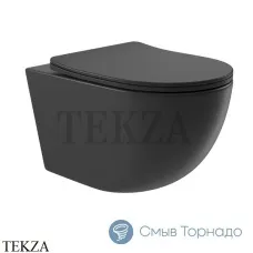 Aqueduto OVO Унитаз подвесной безободковый торнадо, сиденье c микролифтом OVOT2140, Черный матовый