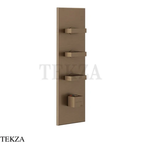 Gessi Rettangolo Wellness Термостат 3 выхода, внешняя часть 43026-761, Coffee Bronze Brushed PVD