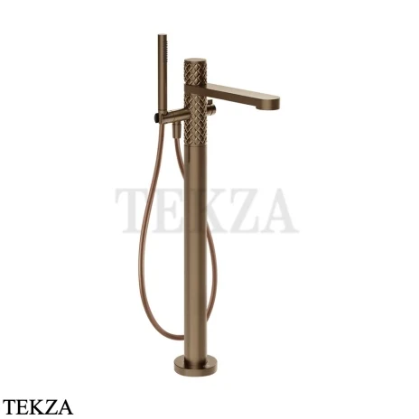 Gessi Pelle Tresse Смеситель для ванны напольный, с гарнитуром, 78028-761, Coffee Bronze Brushed PVD