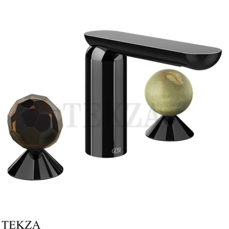 Gessi Perle Смеситель для раковины на 3 отв., без гарнитура 74255-706, black хром глянец