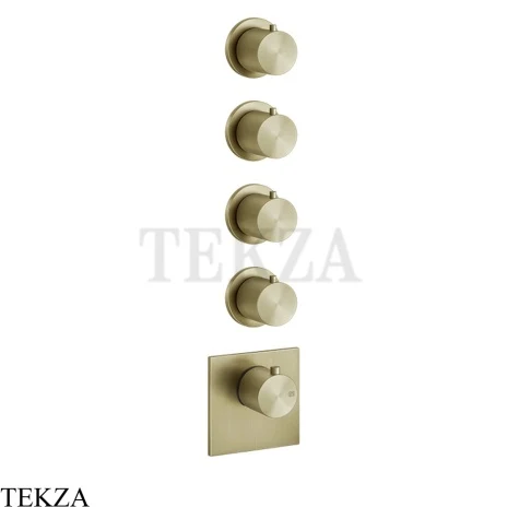 Gessi 316 WELLNESS Термостат 4 выхода, внешняя часть 54508-727, Brushed Brass PVD