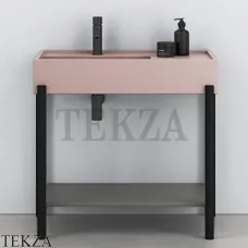 CIELO Plinio 85 Консоль с керамической раковиной и полкой, Cipria-черный