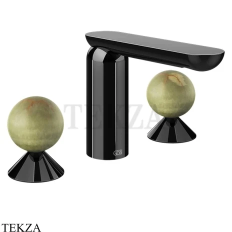 Gessi Perle Смеситель для раковины на 3 отв., без гарнитура 74555-706, black хром глянец
