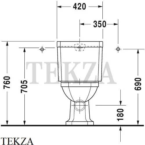 Duravit 1930 Series Унитаз комбинированный 0227090000, сток горизонтальный, сиденье микролифт SoftClose, белый глянец