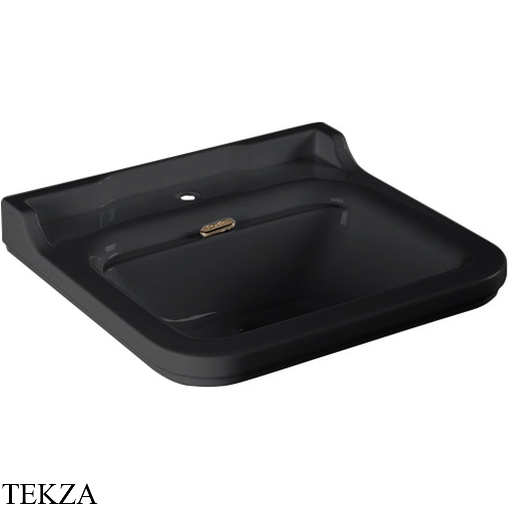 Kerasan Waldorf Раковина 60х55 см, 1 отв., керамическая, цвет: черный/золото, 4140K4 nero/cr *1