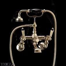 Devon&Devon BLACK DIAMOND Смеситель для ванны, с гарнитуром BLD70MOT, золото светлое глянец