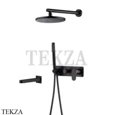 Boheme SPECTRE Смеситель для душа с изливом, ручной душ, верхняя лейка 454-2-B, черный матовый