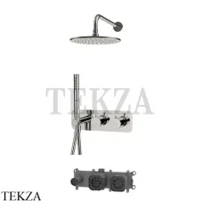 FIMA Carlo Frattini Spillo UP Душевой комплект: термостат гарнитуром F3149WX3R252SN, Brushed nickel