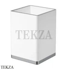 Boheme Q Стакан для зубных щеток настольный 10961-W-CR, белый -хром глянец