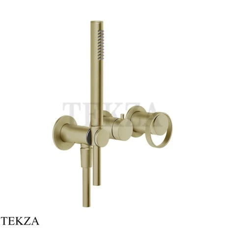 Gessi ANELLO Смеситель для душа на 2 потока, с гарнитуром, внешняя часть 63345-727, Brushed Brass PVD