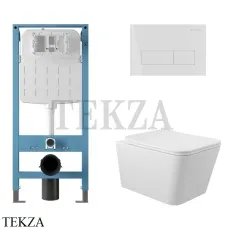 Aqueduto MACIO Комплект унитаза c инсталляцией, кнопка белый глянец AQDS207, Белый глянец