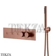 Boheme FUSION Termo Термостат для душа, 3 потока, с гарнитуром 131-SYS-CB, Copper Brushed