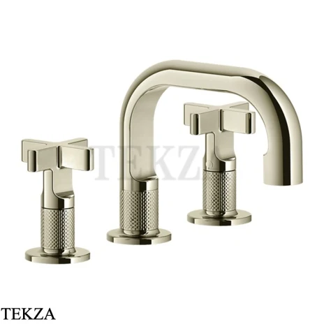 Gessi INCISO+ Смеситель для раковины на 3 отверстия, без гарнитура 58112-720, Nickel PVD