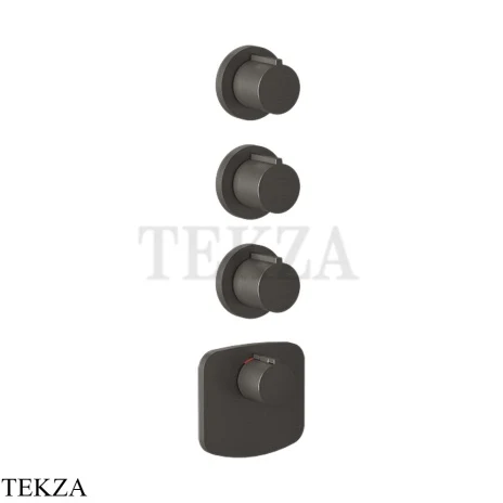 Gessi Ingranaggio-Anello Термостат для душа, 3 потока, внешняя часть 43236-707, Black Metal Brushed PVD