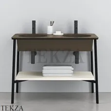 CIELO CATINO DOPPIO Консоль с двойной керамической раковиной, Cacao-черный