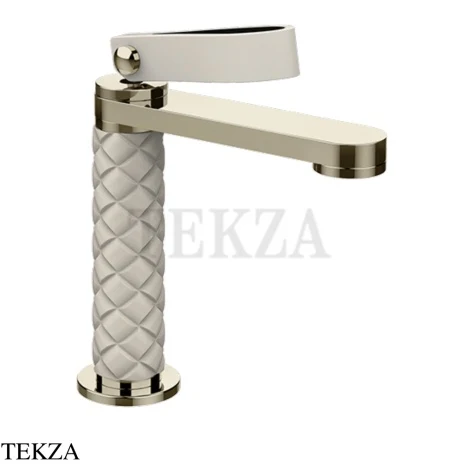 Gessi Pelle Laccetto Смеситель для раковины, с донным клапаном, 78451-433, Crème/Nickel PVD