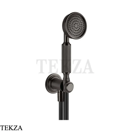 Gessi VENTI20 Душевой комплект с душевой лейкой, шланг, вывод 65123-707, Black Metal Brushed PVD