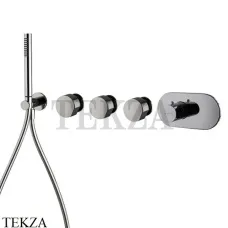 FIMA Carlo Frattini Spillo UP Термостат для душа 3 потока с гарнитуром, внешняя часть F3178X3CN, Black chrome