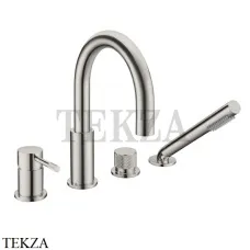 Boheme Uno Смеситель врезной на борт ванны с душевым гарнитуром Uno 460-NB Nikel Brush