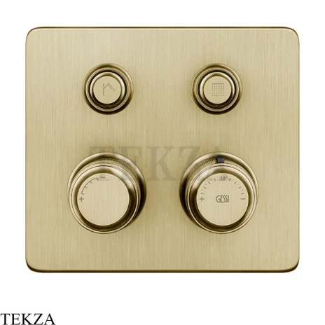 Gessi VENTI20 Термостатический смеситель на 2 потока, внешняя часть 65232-727, Brushed Brass PVD
