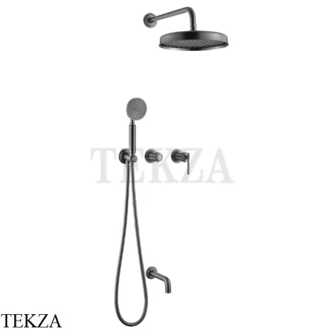 Boheme ETERNA Смеситель для душа, верхний и ручной душ, излив 174-2-GM, Gun Metall