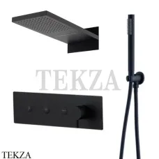 Boheme FUSION Смеситель для душа, 3 потока, верхний душ, гарнитур 130-B, черный матовый