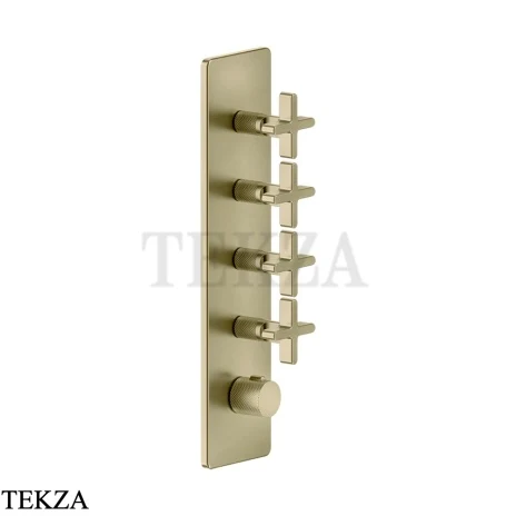 Gessi INCISO WELLNESS Термостат 4 выхода, внешняя часть 58228-727, Brushed Brass PVD